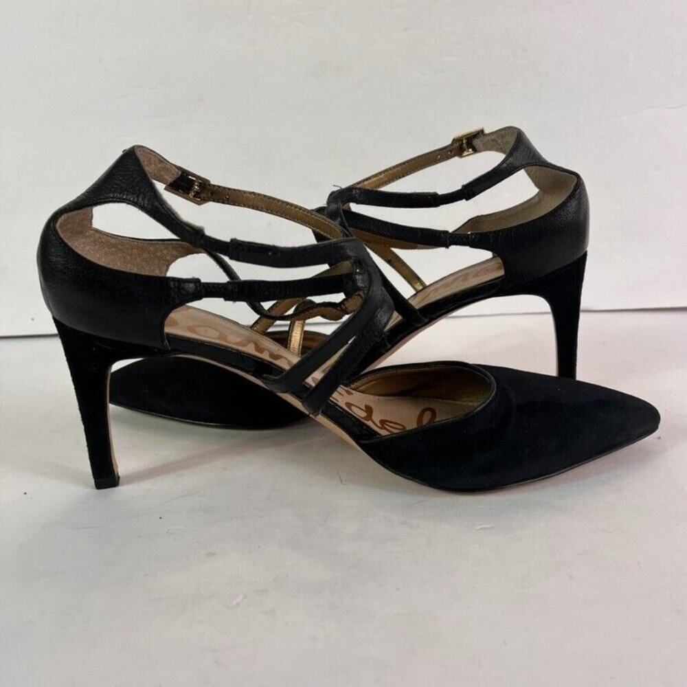 Sam Edelman Pump Women 10M Black Suede Orelon D'Orsay Pointed Toe Stiletto Heel - Picture 7 of 16